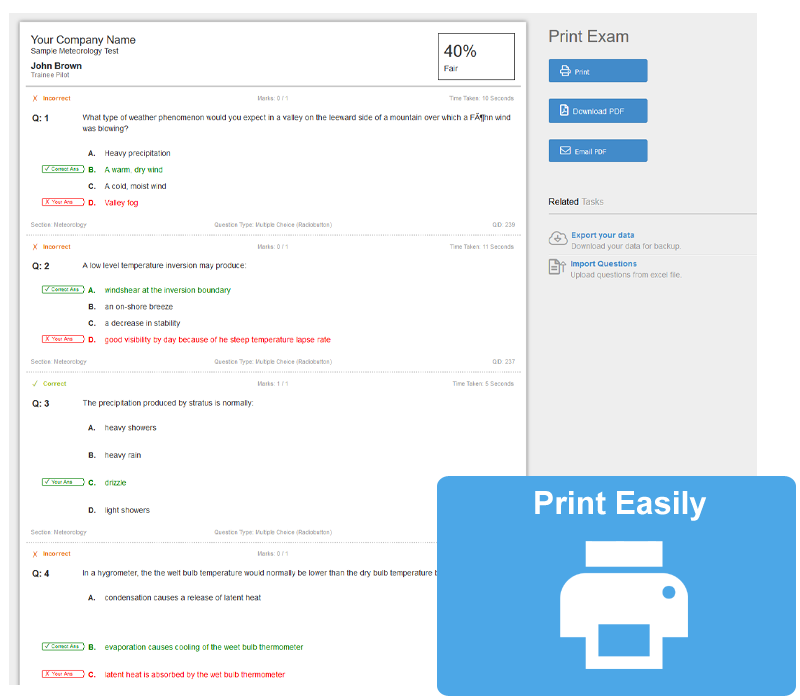 Priint Reports for Assessment Software